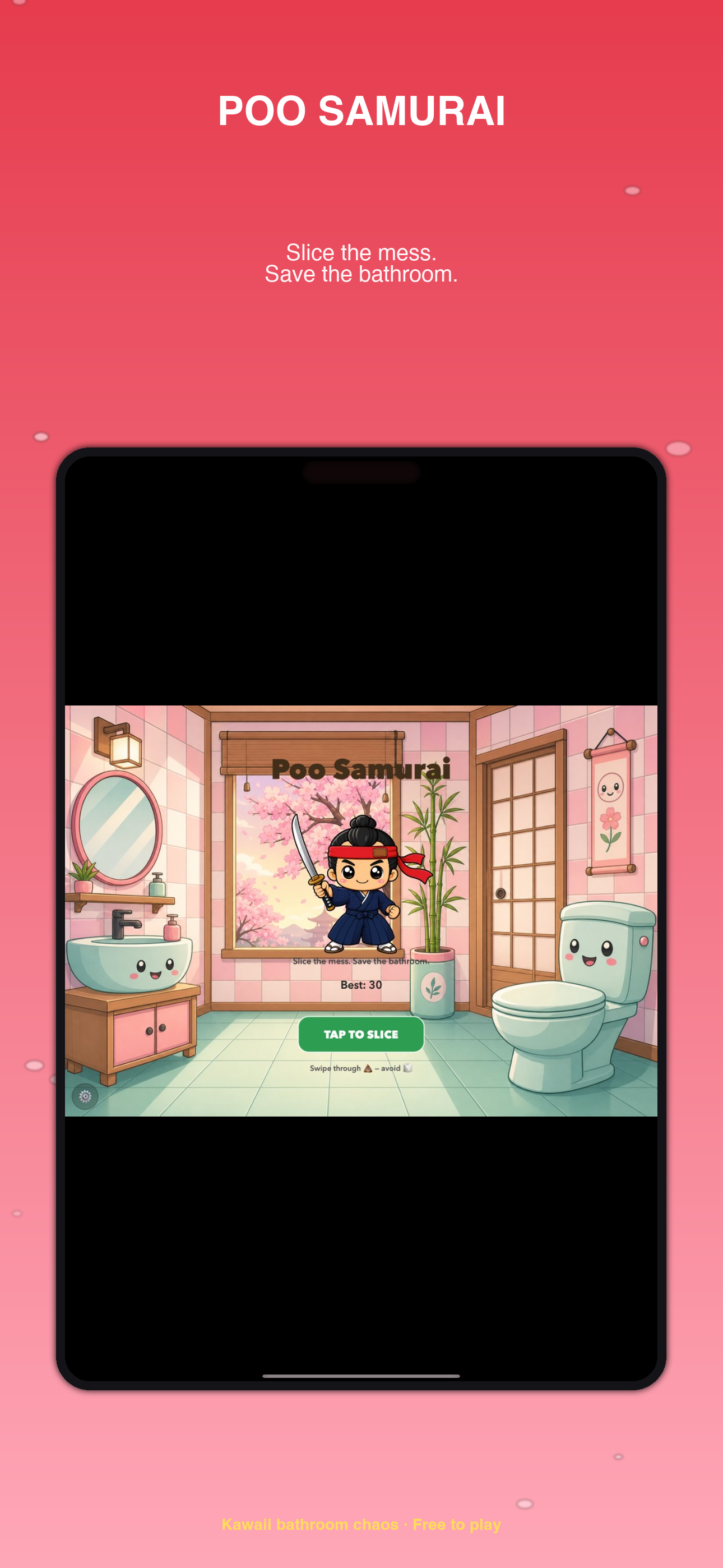 Poo Samurai main menu in the bathroom dojo